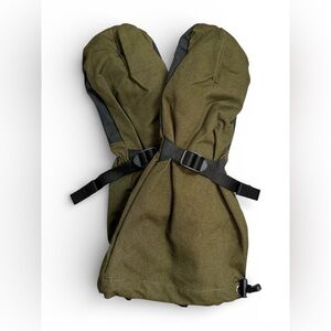 LillSport Wool Blend Ski Mittens | Olive Nordic Snow Gloves | Adjustable Strap